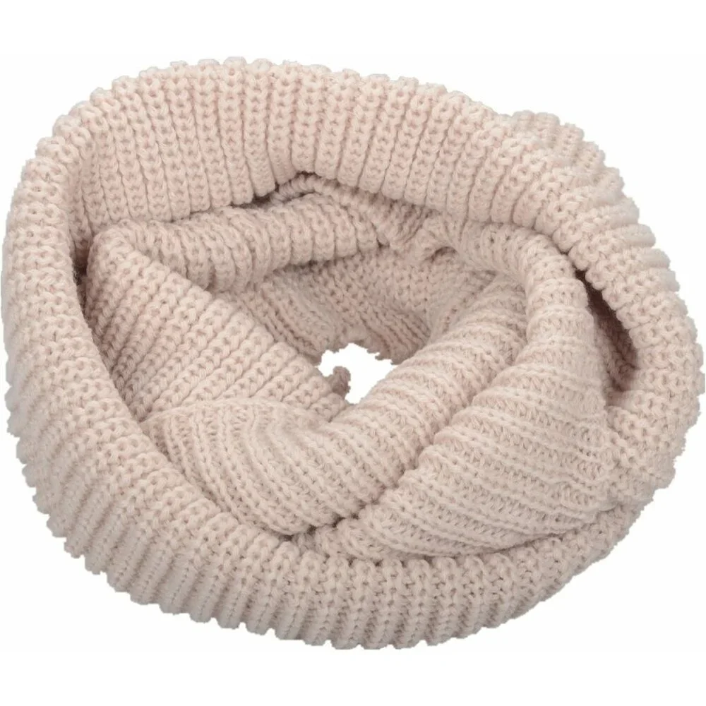 Women's khaki Thick Ribbed Knit Winter Infinity Circle Loop Scarf